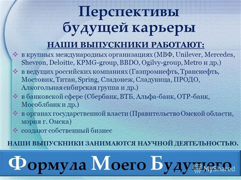 Перспективы для будущей карьеры