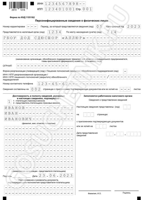 Подробности персонифицированных сведений за март 2023