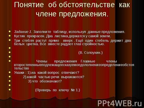Понятие об обстоятельстве в русском языке