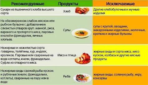 Примерный рацион питания при поносе