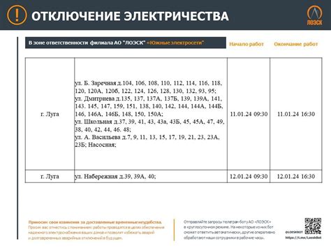 Проверка расписания отключения электроэнергии