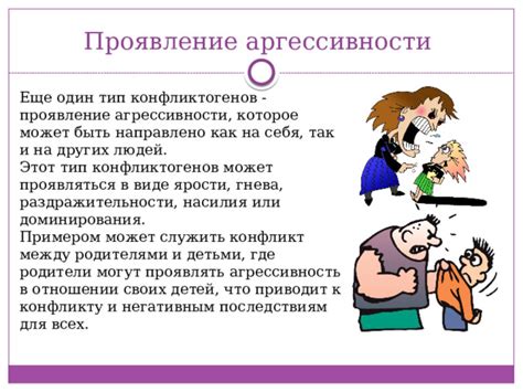 Проявление агрессивности и обиды