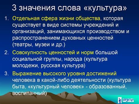 Развитие значения слова "культура"

