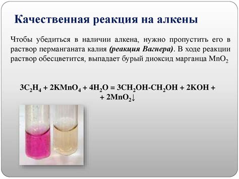 Реакция на использованные вещества