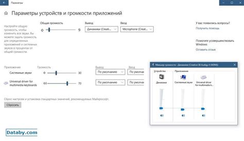 Регулировка уровня громкости и циклограммы