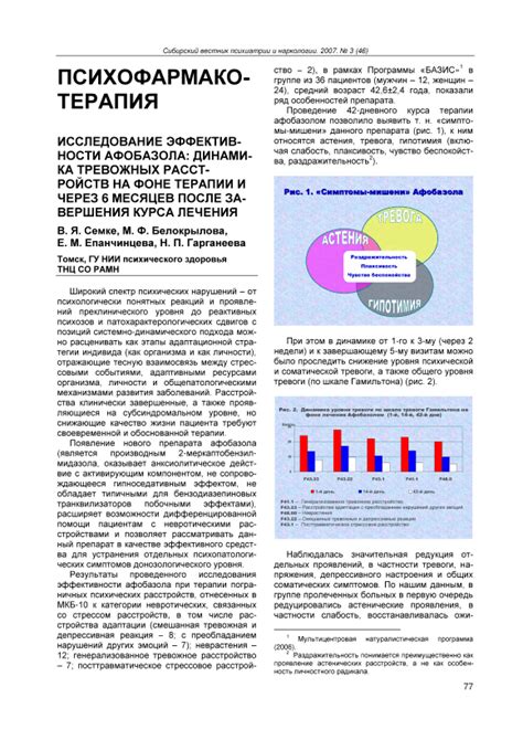 Результаты исследований эффективности афобазола