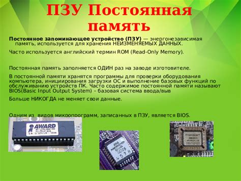 Роль ПЗУ в хранении данных
