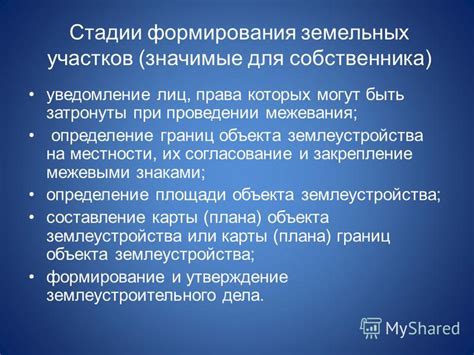 Стадии формирования земельных участков