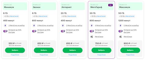 Тарифные планы при переходе в Мегафон