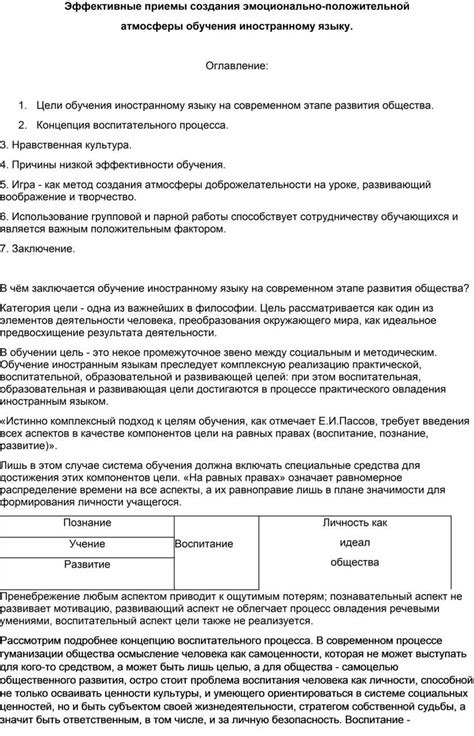 Установление положительной атмосферы