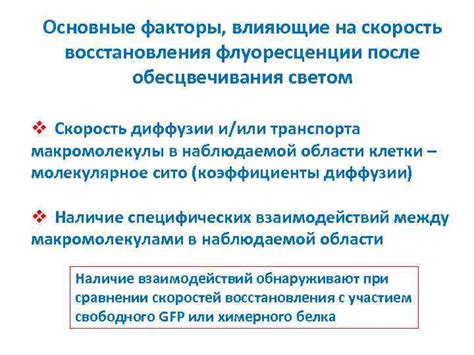 Факторы, влияющие на скорость восстановления