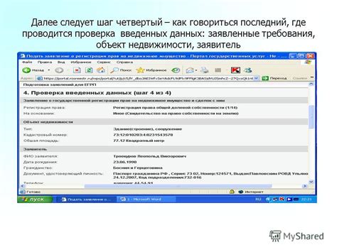 Четвертый шаг: Проверка предоставленных данных